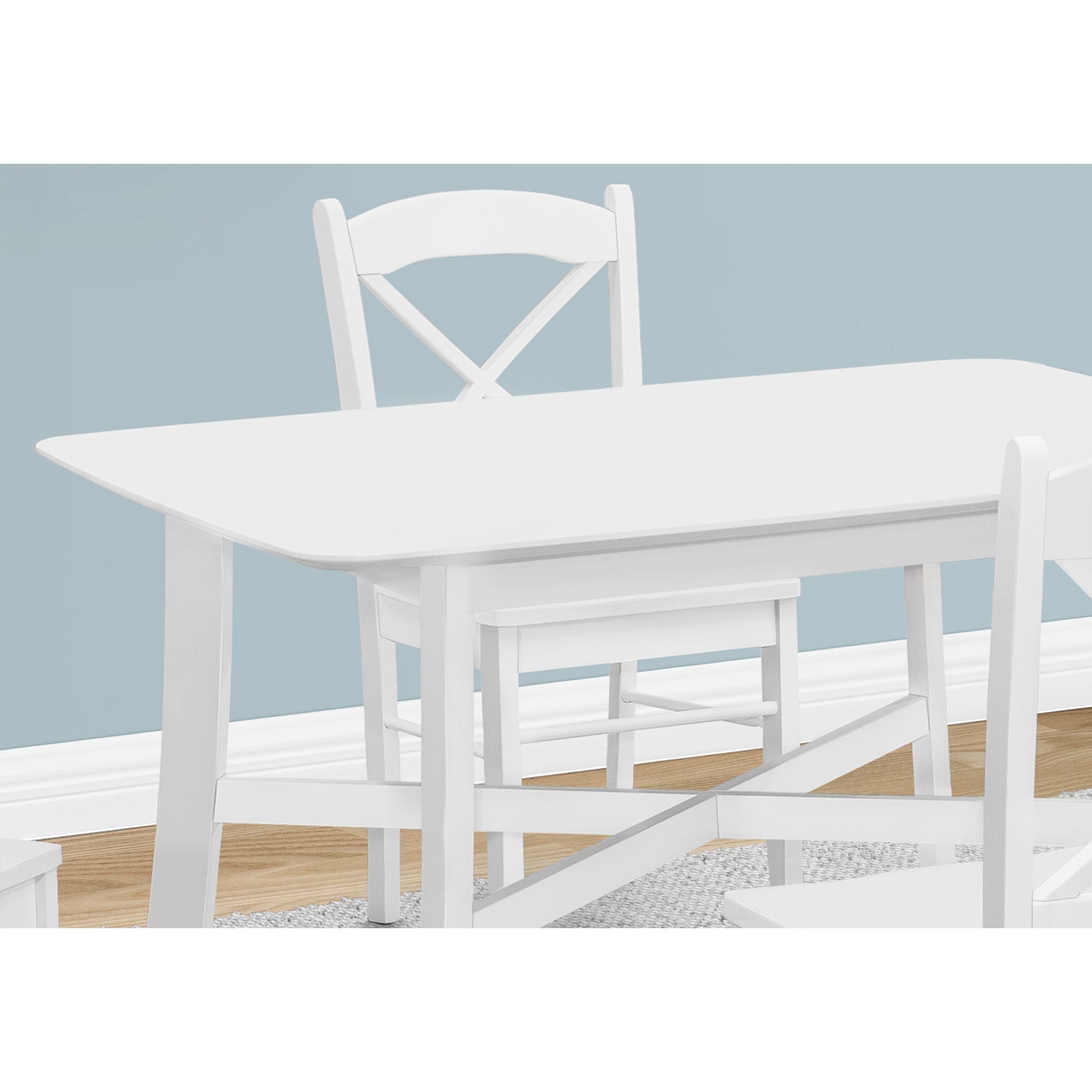 I 1323 - Table A Manger, 48" Rectangulaire, Petit, Cuisine, Salle À Manger, Vernis Blanc, Jambes En Bois, Transitionnel - Simple Boutique