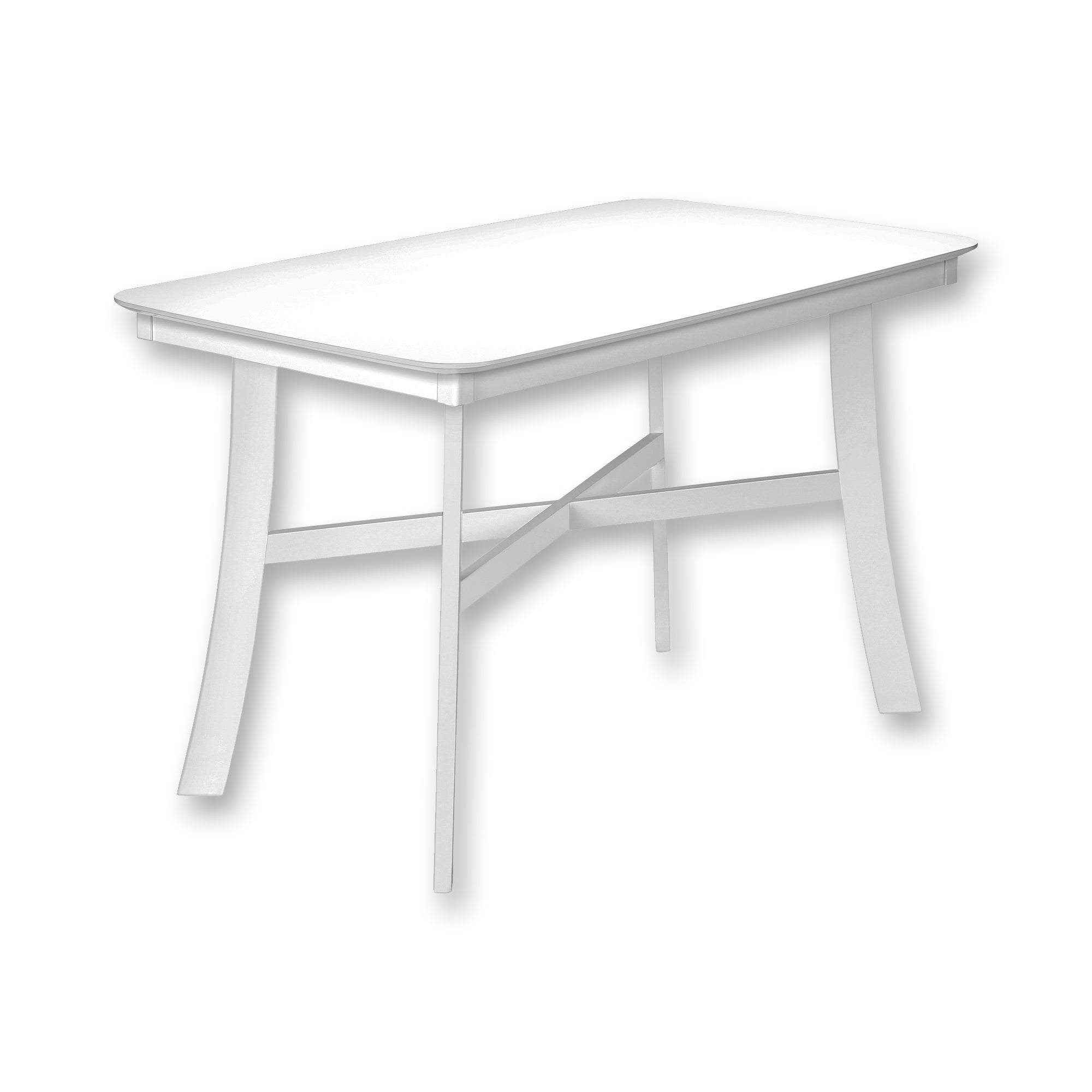 I 1323 - Table A Manger, 48" Rectangulaire, Petit, Cuisine, Salle À Manger, Vernis Blanc, Jambes En Bois, Transitionnel - Simple Boutique
