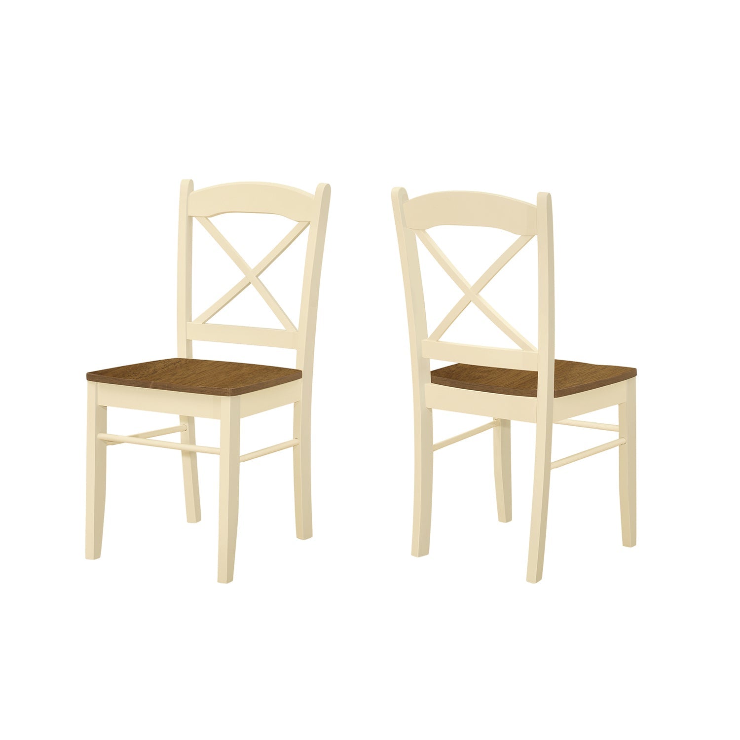 I 1325 - Chaise, Lot De 2, Côté, Cuisine, Salle À Manger, Chêne Et Crème, Jambes En Bois, Transitionnel - Simple Boutique