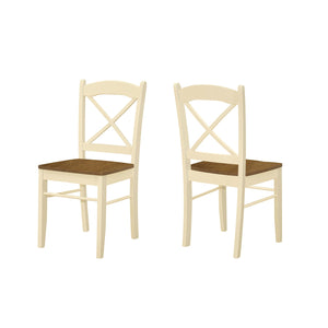 I 1325 - Chaise, Lot De 2, Côté, Cuisine, Salle À Manger, Chêne Et Crème, Jambes En Bois, Transitionnel - Simple Boutique