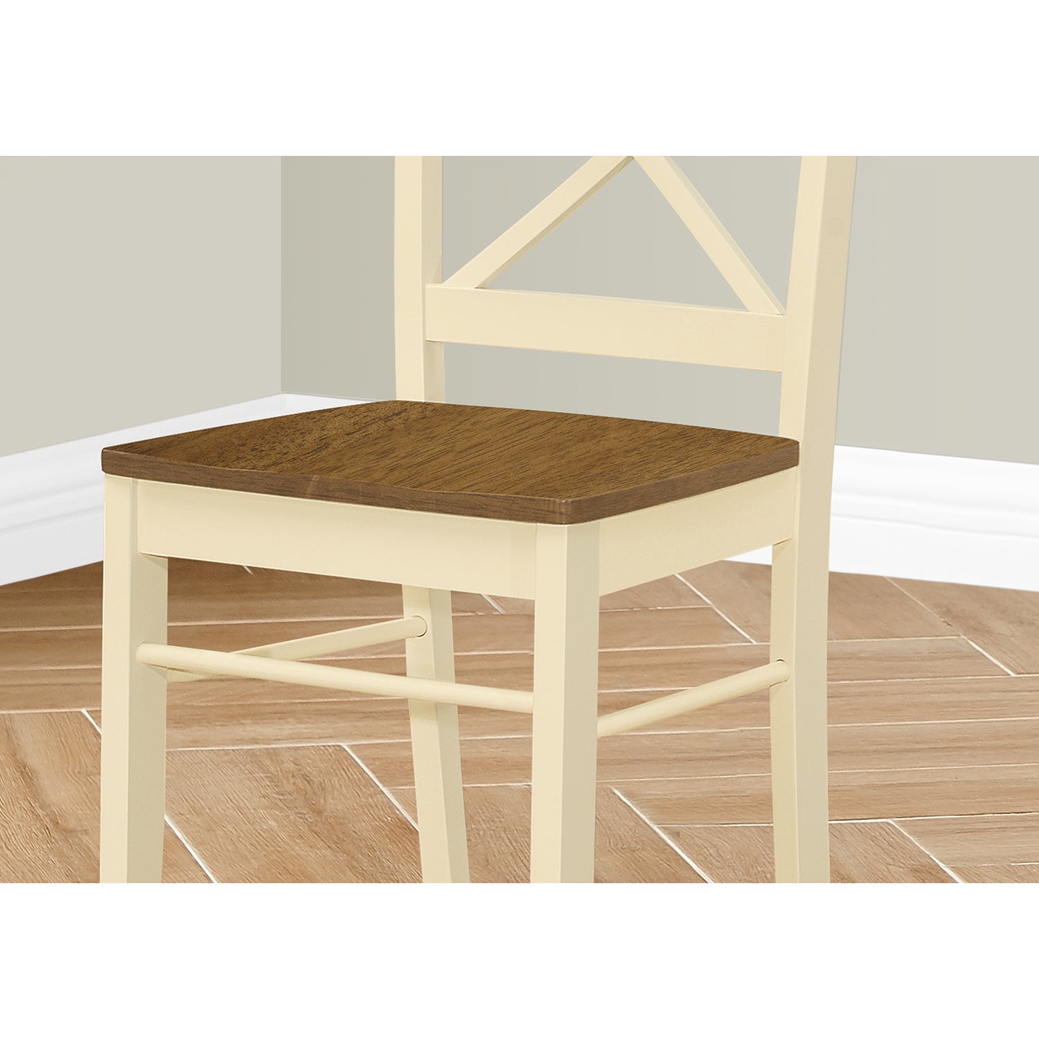 I 1325 - Chaise, Lot De 2, Côté, Cuisine, Salle À Manger, Chêne Et Crème, Jambes En Bois, Transitionnel - Simple Boutique