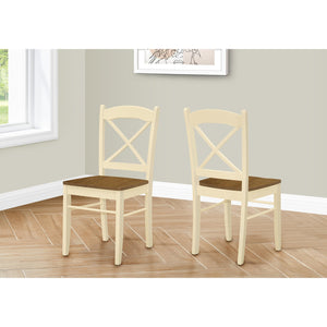 I 1325 - Chaise, Lot De 2, Côté, Cuisine, Salle À Manger, Chêne Et Crème, Jambes En Bois, Transitionnel - Simple Boutique