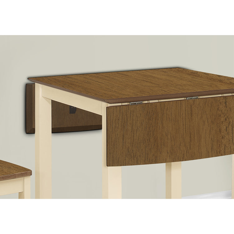 I 1327 - Table A Manger, 48" Rectangulaire, Petit, Cuisine, Salle À Manger, Cote Abaissant, Chêne Et Crème, Jambes En Bois, Transitionnel - Simple Boutique