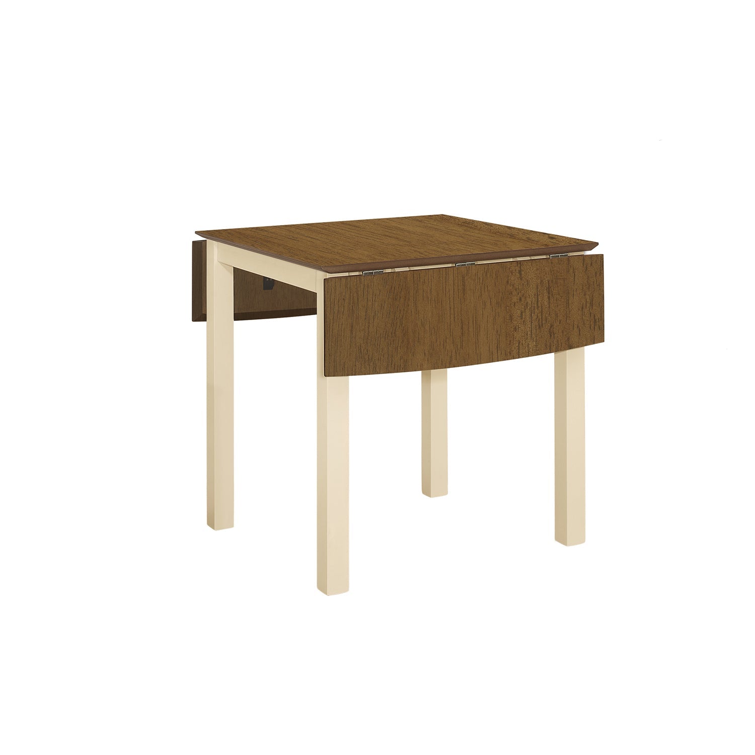 I 1327 - Table A Manger, 48" Rectangulaire, Petit, Cuisine, Salle À Manger, Cote Abaissant, Chêne Et Crème, Jambes En Bois, Transitionnel - Simple Boutique