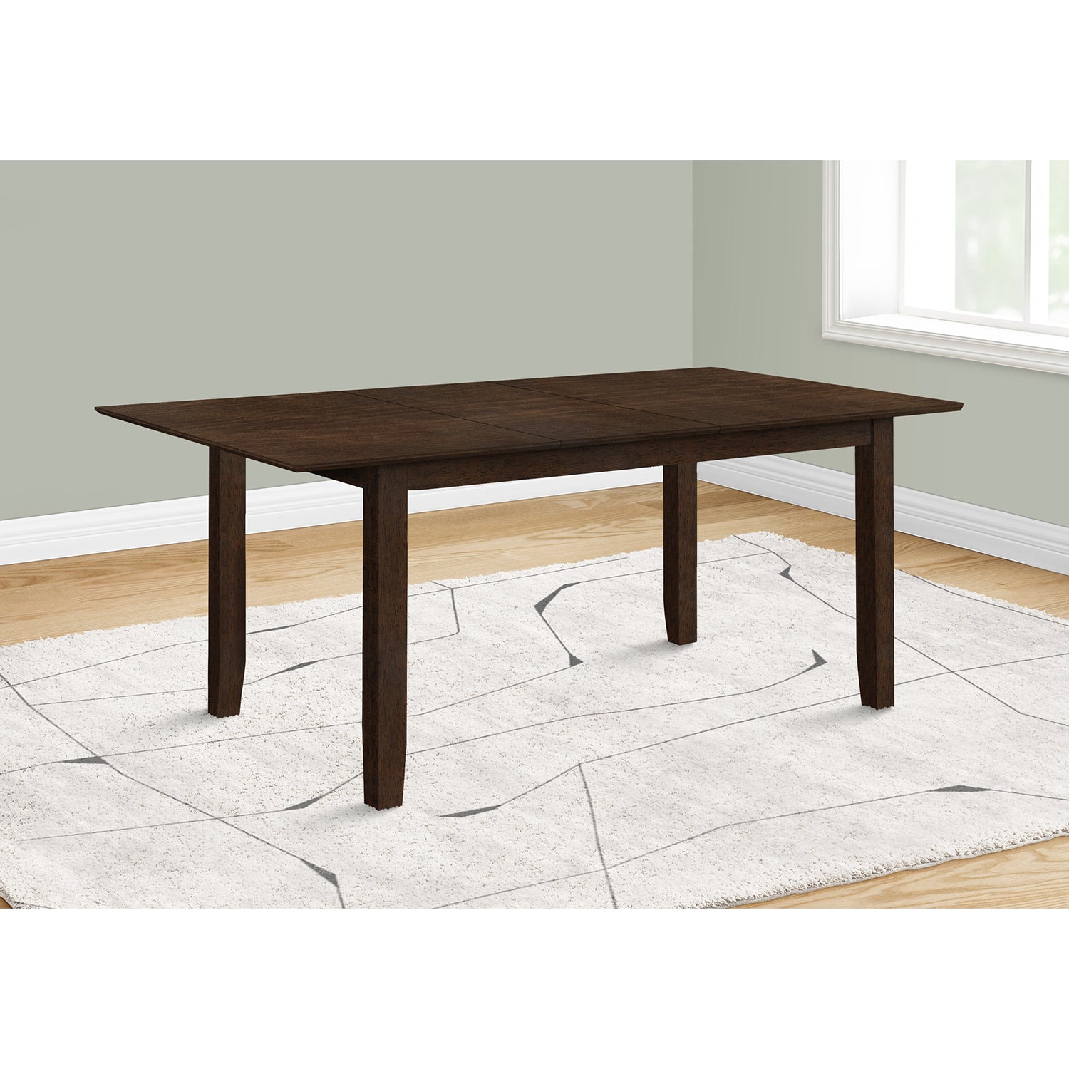 I 1331 - Table A Manger, Table Rectangulaire 78", Panneau D'extension 18", Top En Placage, Veneer Marron, Transitionnel - Simple Boutique