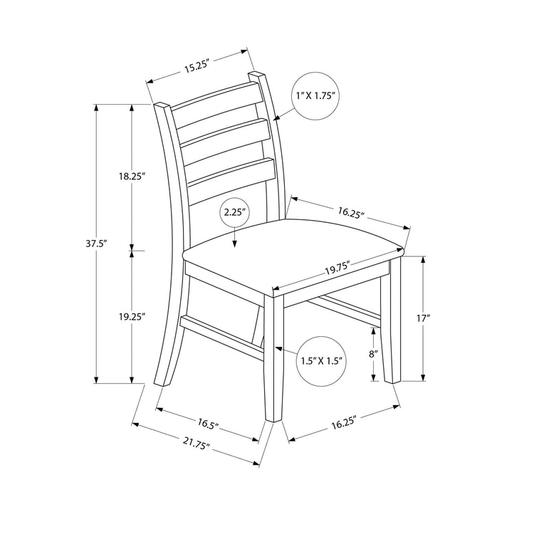 I 1332 - Chaise, Lot De 2, 37 Pouces De Hauteur, Cuisine, Salle À Manger, Côté, Rembourré, Aspect Cuir Marron, , Transitionnel - Simple Boutique