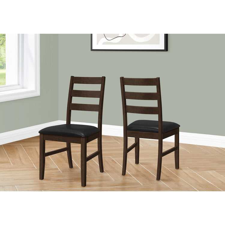 I 1332 - Chaise, Lot De 2, 37 Pouces De Hauteur, Cuisine, Salle À Manger, Côté, Rembourré, Aspect Cuir Marron, , Transitionnel - Simple Boutique