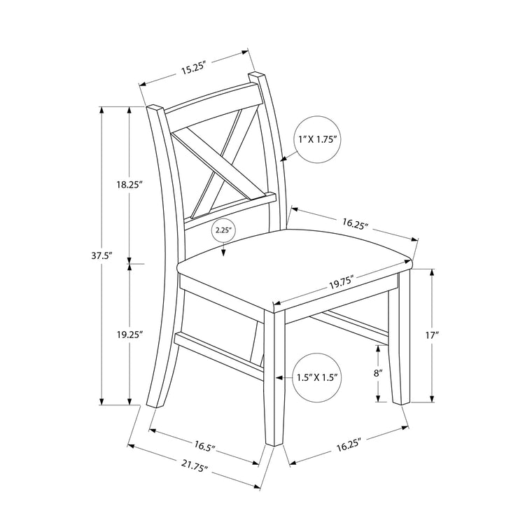 I 1333 - Chaise, 37 Pouces De Hauteur, Lot De 2, Salle À Manger, Cuisine, Côté, Rembourré, Bois Solide Marron, Aspect Cuir Marron, Transitionnel - Simple Boutique