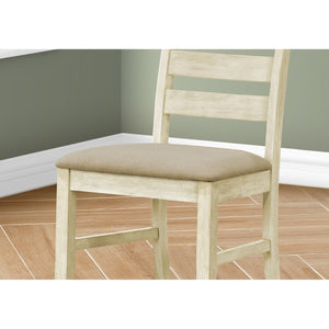 I 1336 - Chaise De Salle À Manger, Hauteur De 38", Salle À Manger, Cuisine, Ensemble De 2, Coté, Rembourré, Blanc Antique, Aspect Linge Beige, Transitionnel - Simple Boutique