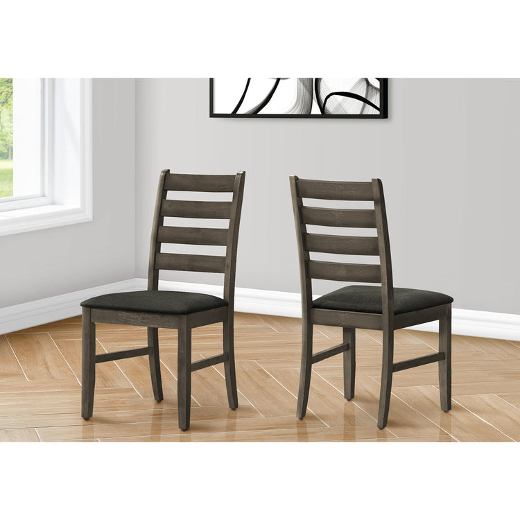 I 1347 - Chaise De Salle À Manger, Hauteur De 38", Salle À Manger, Cuisine, Ensemble De 2, Coté, Rembourré, Gris Antique, Tissu Gris, Transitionnel - Simple Boutique