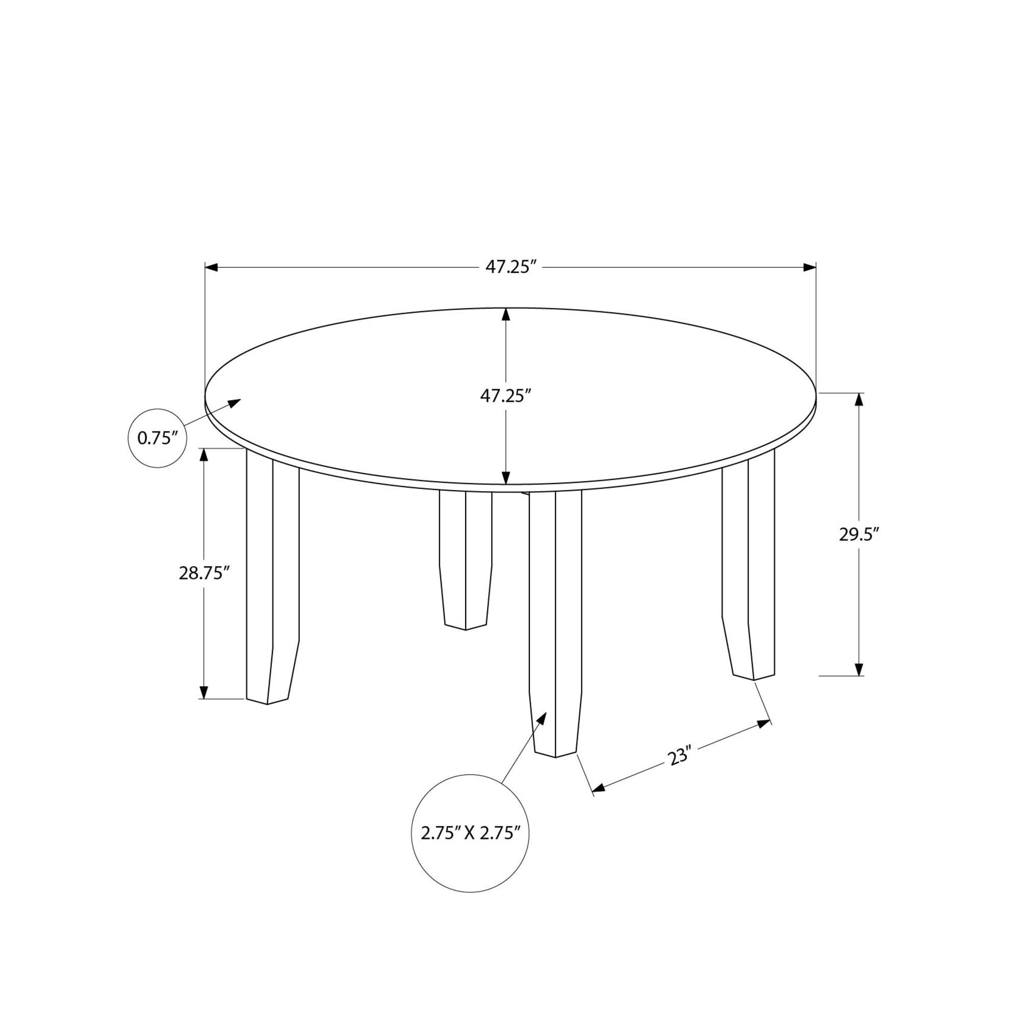 I 1348 - Table A Manger, 48'' Rond, Plateau En Placage, Salle À Manger, Cuisine, Placage Gris, Transitionnel - Simple Boutique