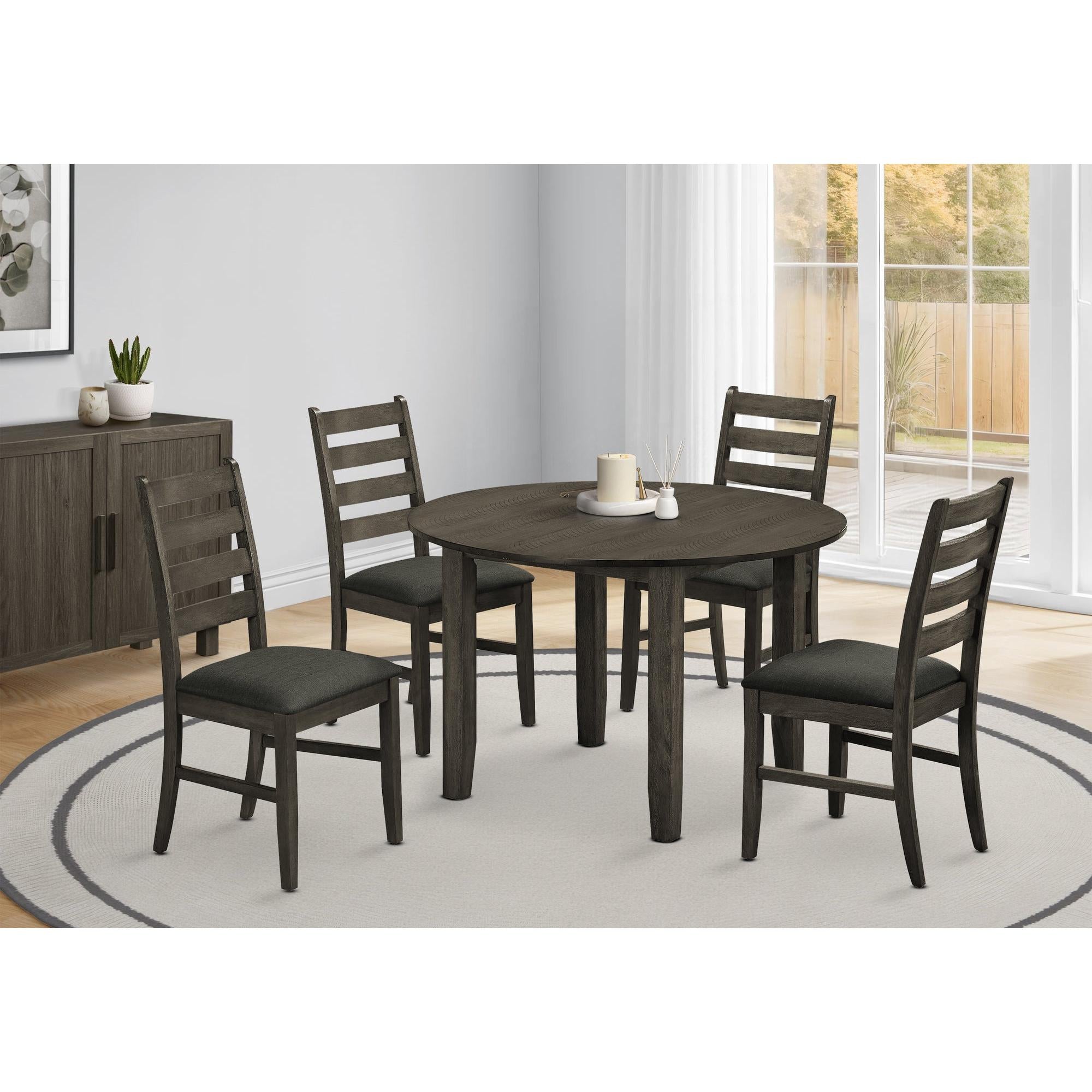 I 1348 - Table A Manger, 48'' Rond, Plateau En Placage, Salle À Manger, Cuisine, Placage Gris, Transitionnel - Simple Boutique
