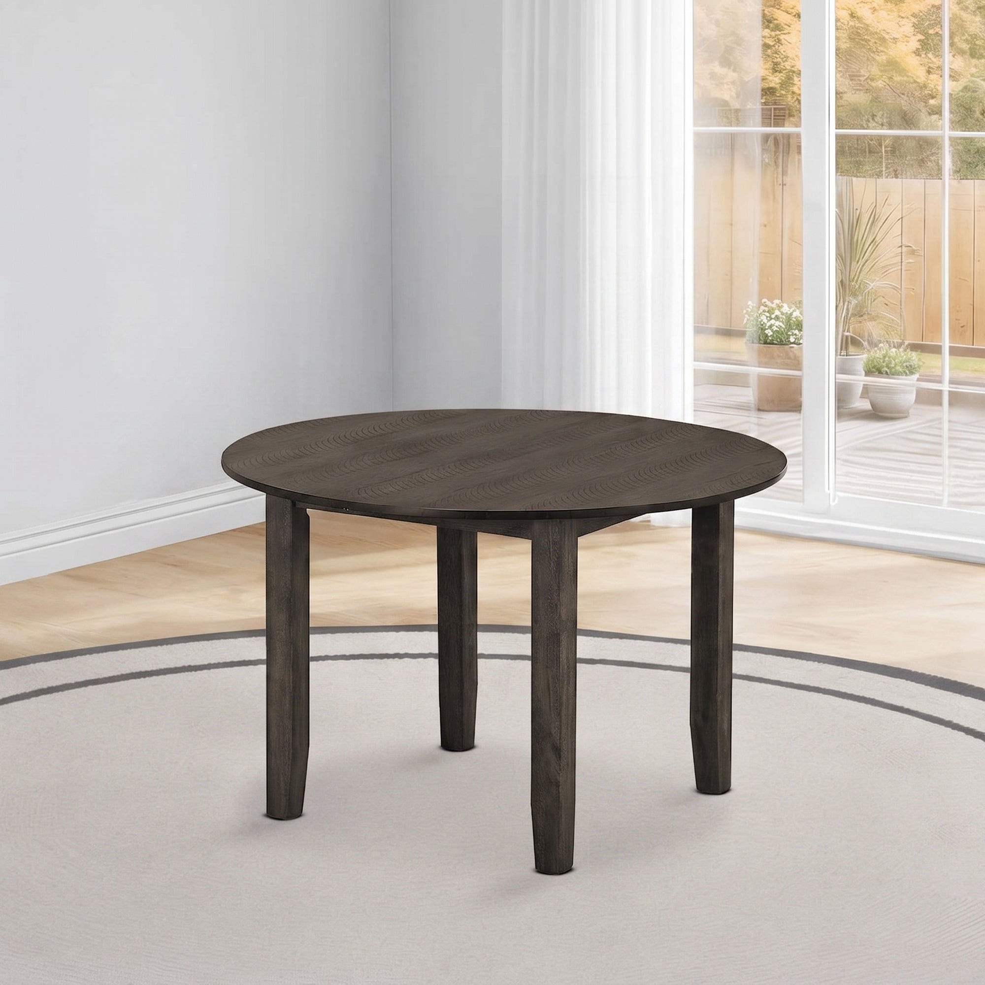 I 1348 - Table A Manger, 48'' Rond, Plateau En Placage, Salle À Manger, Cuisine, Placage Gris, Transitionnel - Simple Boutique