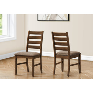 I 1355 - Chaise De Salle À Manger, Hauteur De 38", Salle À Manger, Cuisine, Ensemble De 2, Coté, Rembourré, Tissu Marron, Cerisier Antique, Transitionnel - Simple Boutique