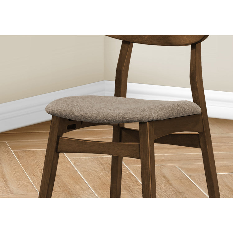 I 1365 - Chaise, 32" Hauteur, Ensemble De 2, Coté, Rembourré, Cuisine, Salle À Manger, Noyer Foncé, Tissu Beige, Moderne - Simple Boutique