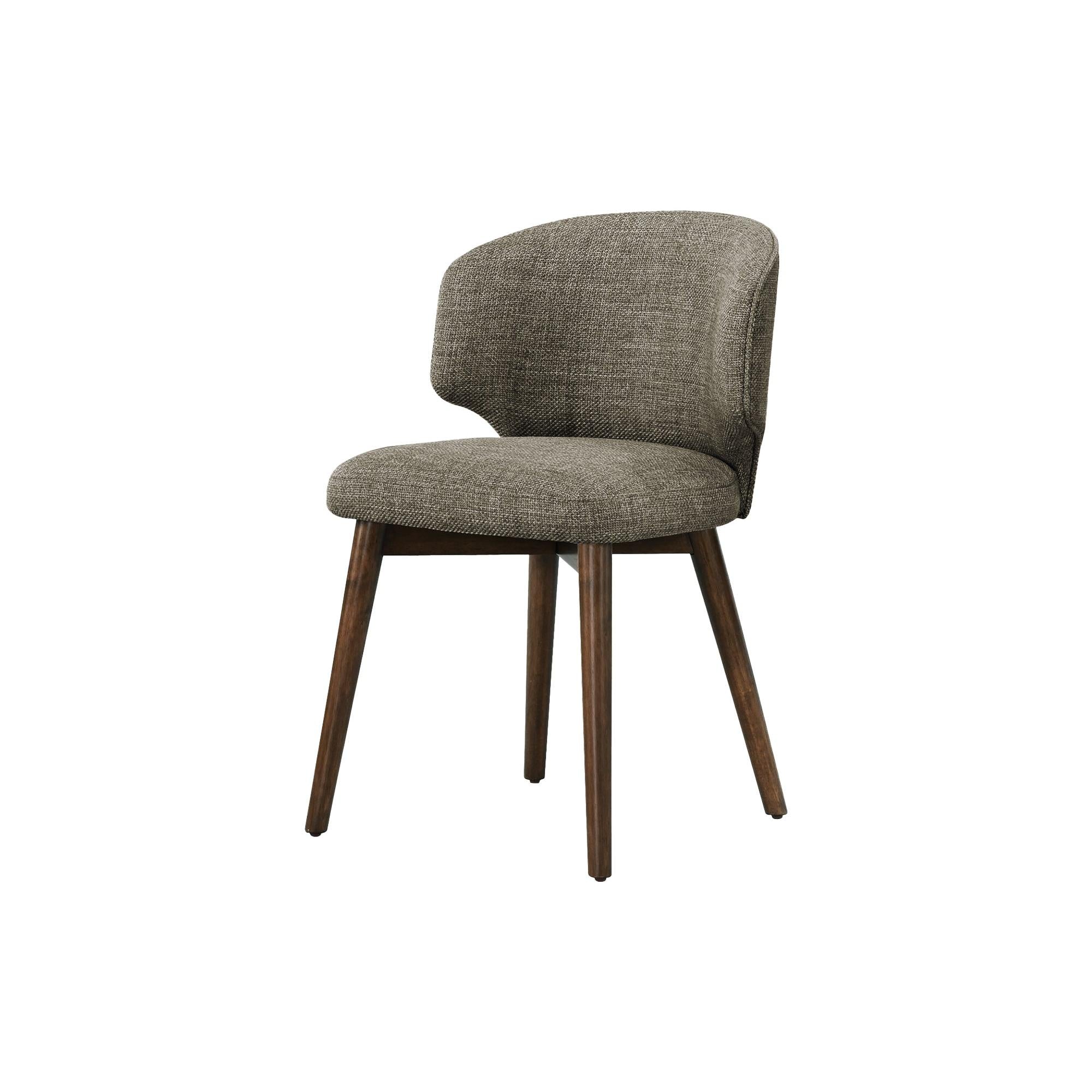 I 1366 - Chaise, 32'' Hauteur, Ensemble De 2, Coté, Rembourré, Salle À Manger, Cuisine, Noyer Foncé, Tissu Marron, Mid Century, Moderne - Simple Boutique