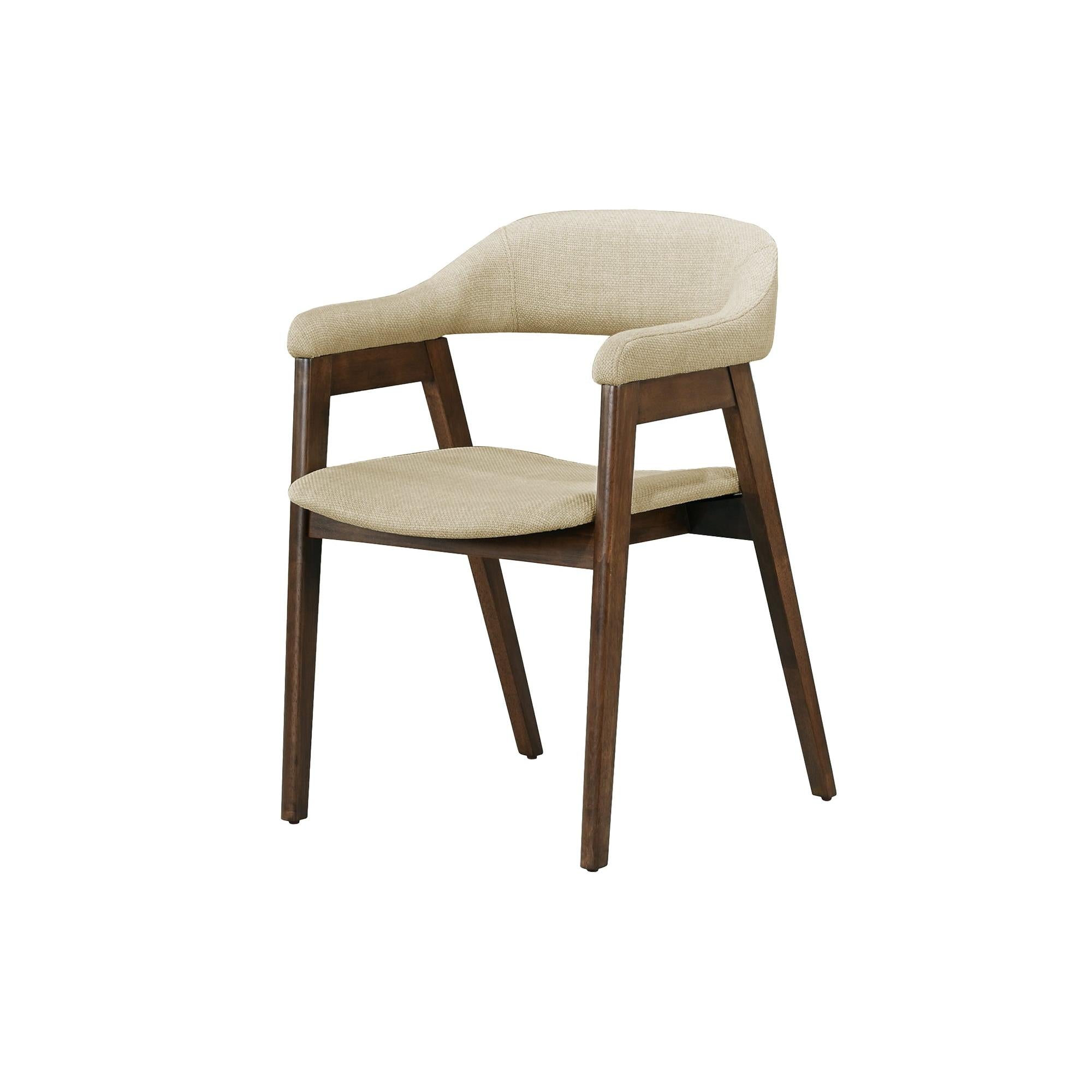 I 1367 - Chaise, 32'' Hauteur, Ensemble De 2, Coté, Rembourré, Salle À Manger, Cuisine, Noyer Foncé, Tissu Sable, Mid Century, Moderne - Simple Boutique