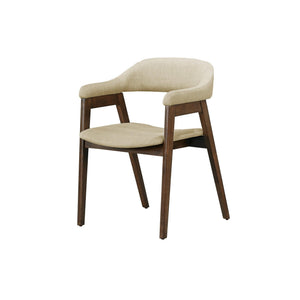 I 1367 - Chaise, 32'' Hauteur, Ensemble De 2, Coté, Rembourré, Salle À Manger, Cuisine, Noyer Foncé, Tissu Sable, Mid Century, Moderne - Simple Boutique