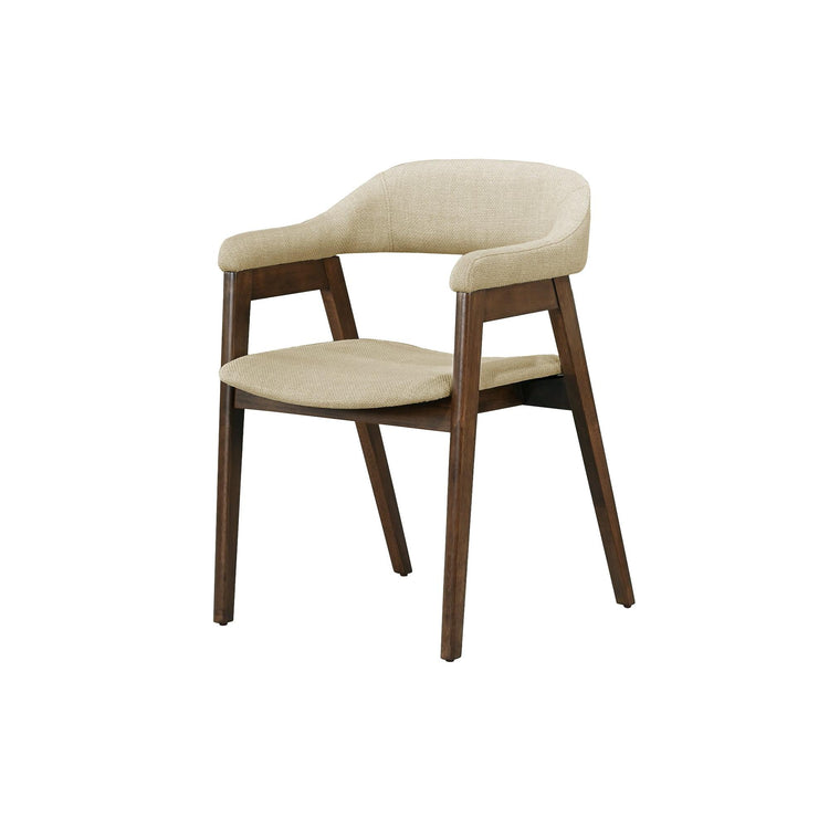 I 1367 - Chaise, 32'' Hauteur, Ensemble De 2, Coté, Rembourré, Salle À Manger, Cuisine, Noyer Foncé, Tissu Sable, Mid Century, Moderne - Simple Boutique