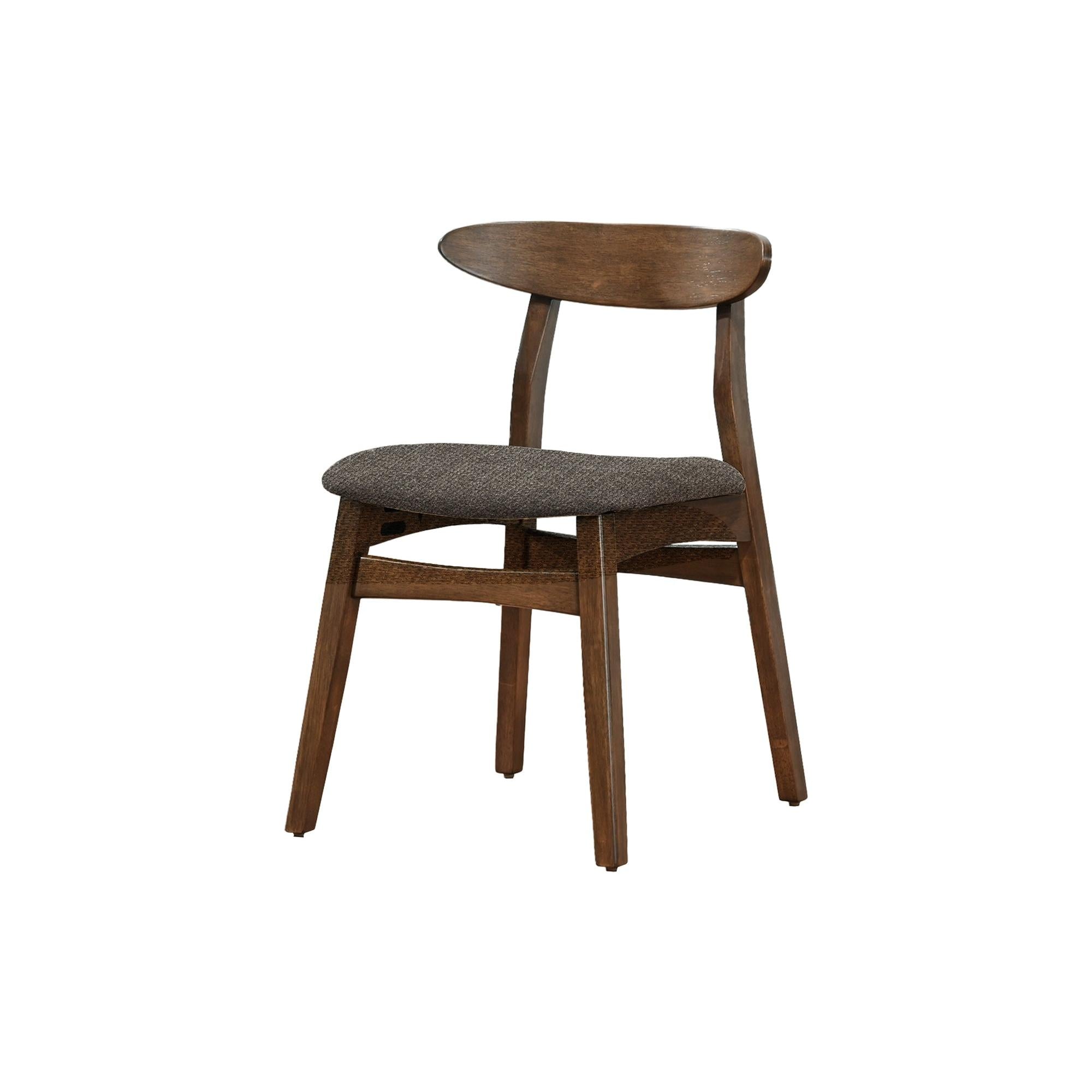 I 1368 - Chaise, 30'' Hauteur, Ensemble De 2, Coté, Rembourré, Cuisine, Salle À Manger, Noyer Foncé, Tissu Marron, Mid Century, Moderne - Simple Boutique