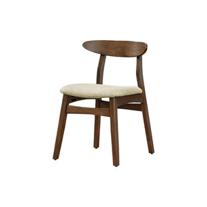 I 1369 - Chaise, 30'' Hauteur, Ensemble De 2, Coté, Rembourré, Cuisine, Salle À Manger, Noyer Foncé, Tissu Sable, Mid Century, Moderne - Simple Boutique