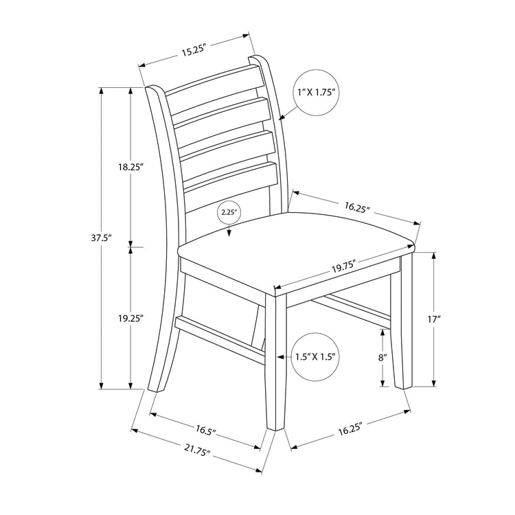 I 1372 - Chaise, 37 Pouces De Hauteur, Lot De 2, Salle À Manger, Cuisine, Côté, Rembourré, Bois Solide Marron, Aspect Cuir Marron, Transitionnel - Simple Boutique