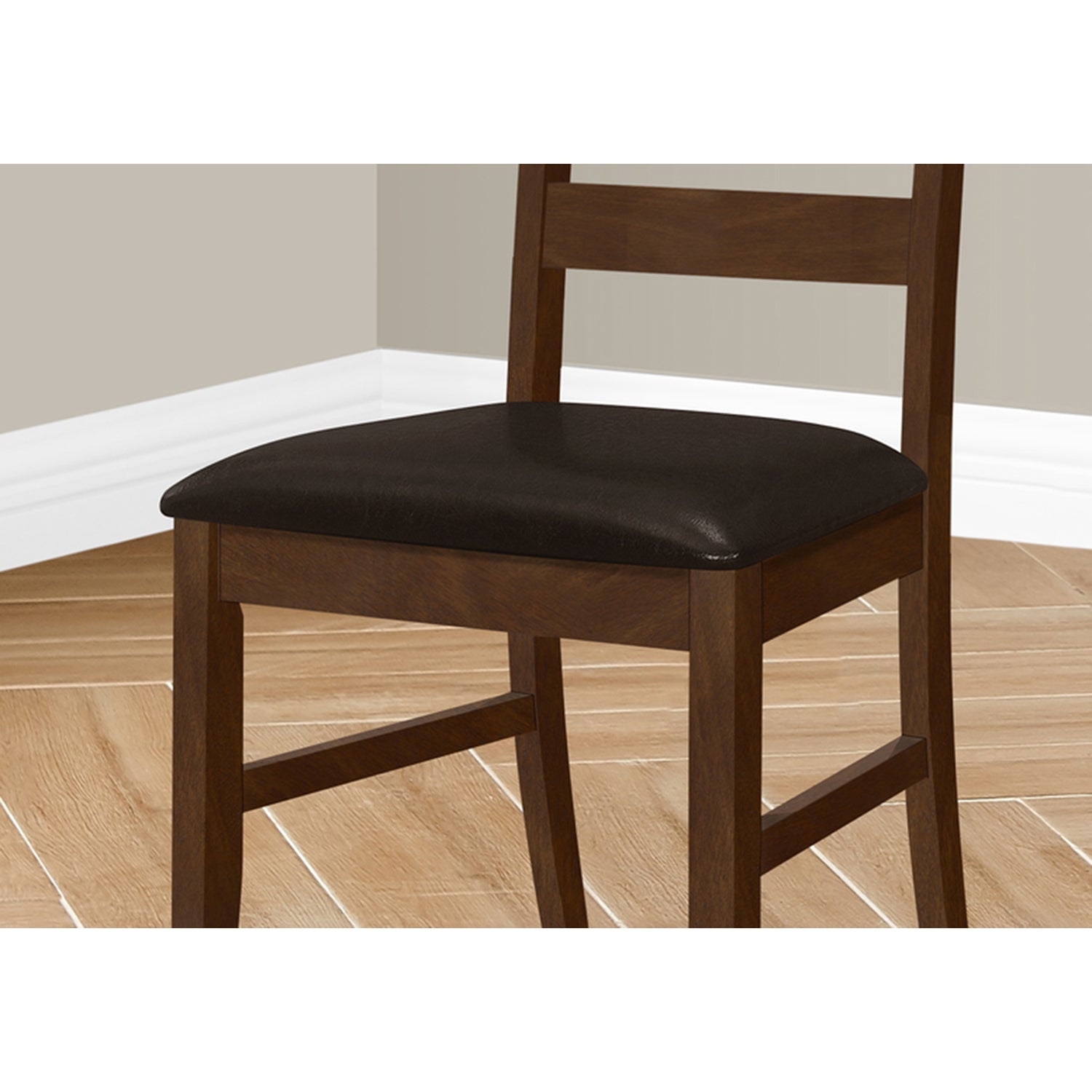 I 1372 - Chaise, 37 Pouces De Hauteur, Lot De 2, Salle À Manger, Cuisine, Côté, Rembourré, Bois Solide Marron, Aspect Cuir Marron, Transitionnel - Simple Boutique