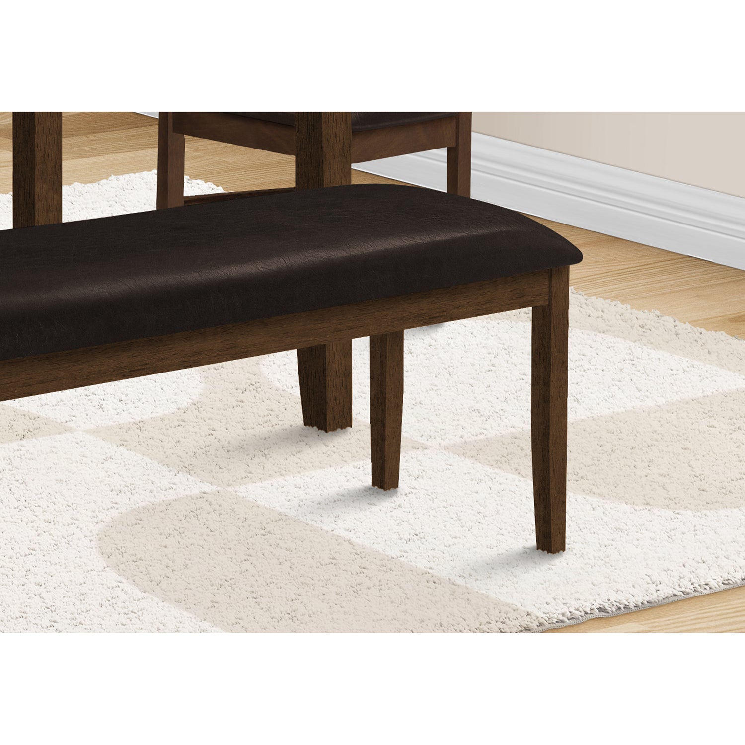 I 1373 - Banc Rembourré Rectangulaire de 48 Pouces, Salle À Manger, Entrée, Couloir, Cuisine, Bois Solide Marron, En Cuir Synthétique Marron, Transitionnel - Simple Boutique