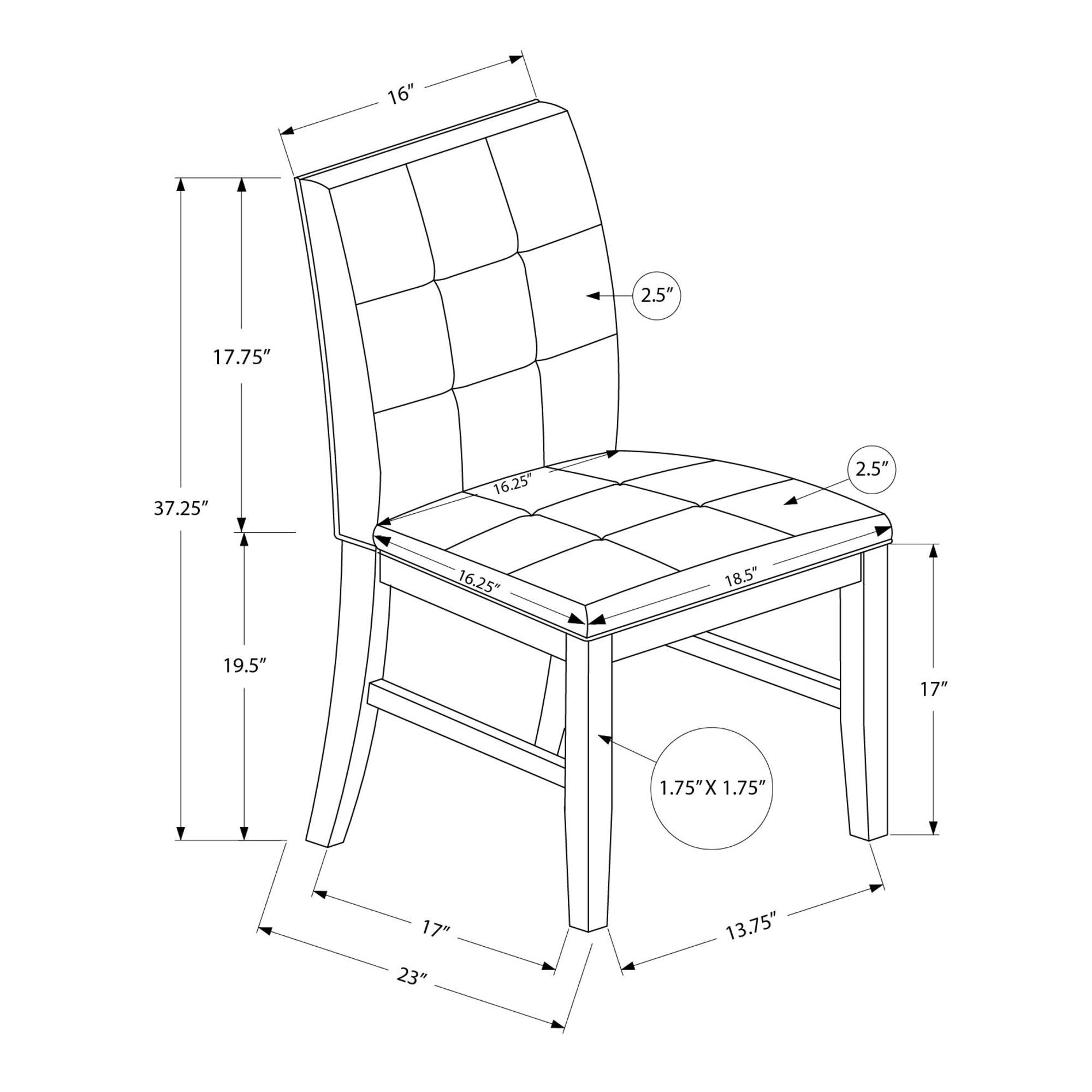 I 1378 - Chaise, 37 Pouces De Hauteur, Ensemble De 2, Rembourré, Salle À Manger, Cuisine, Tissu Marron, Bois Massif Gris, Transitionnel - Simple Boutique