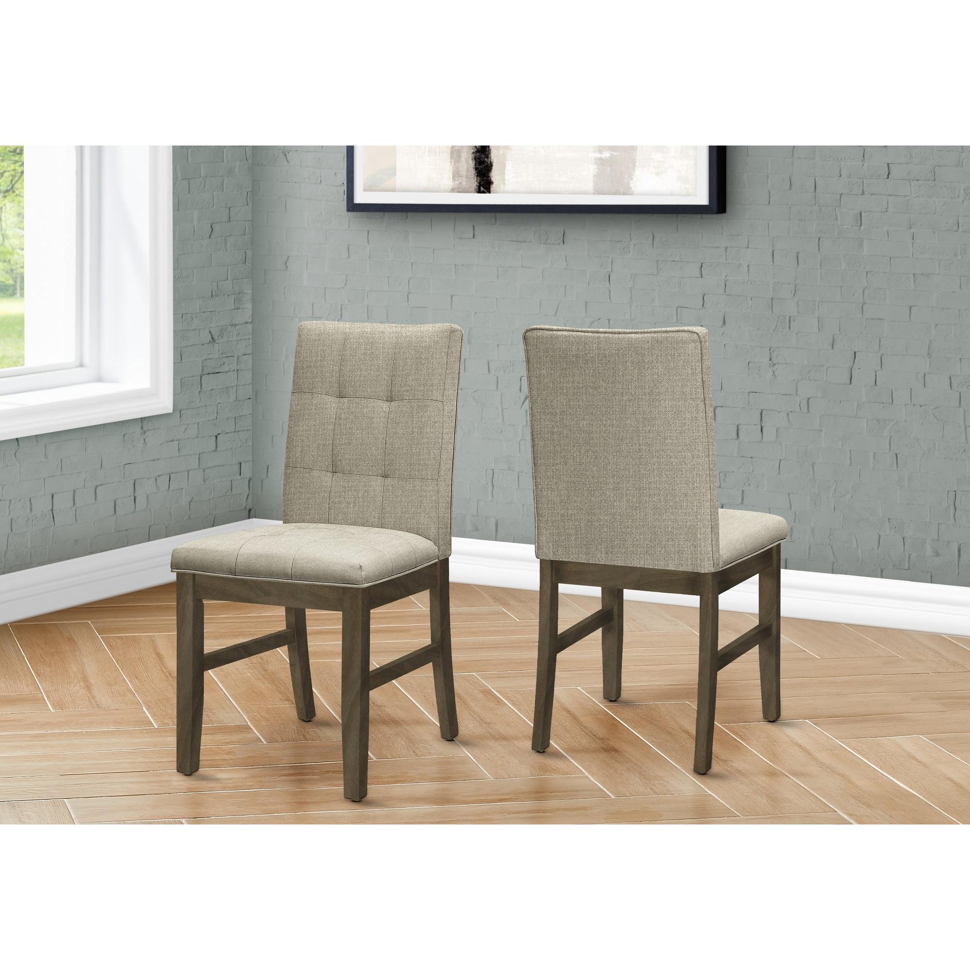 I 1378 - Chaise, 37 Pouces De Hauteur, Ensemble De 2, Rembourré, Salle À Manger, Cuisine, Tissu Marron, Bois Massif Gris, Transitionnel - Simple Boutique
