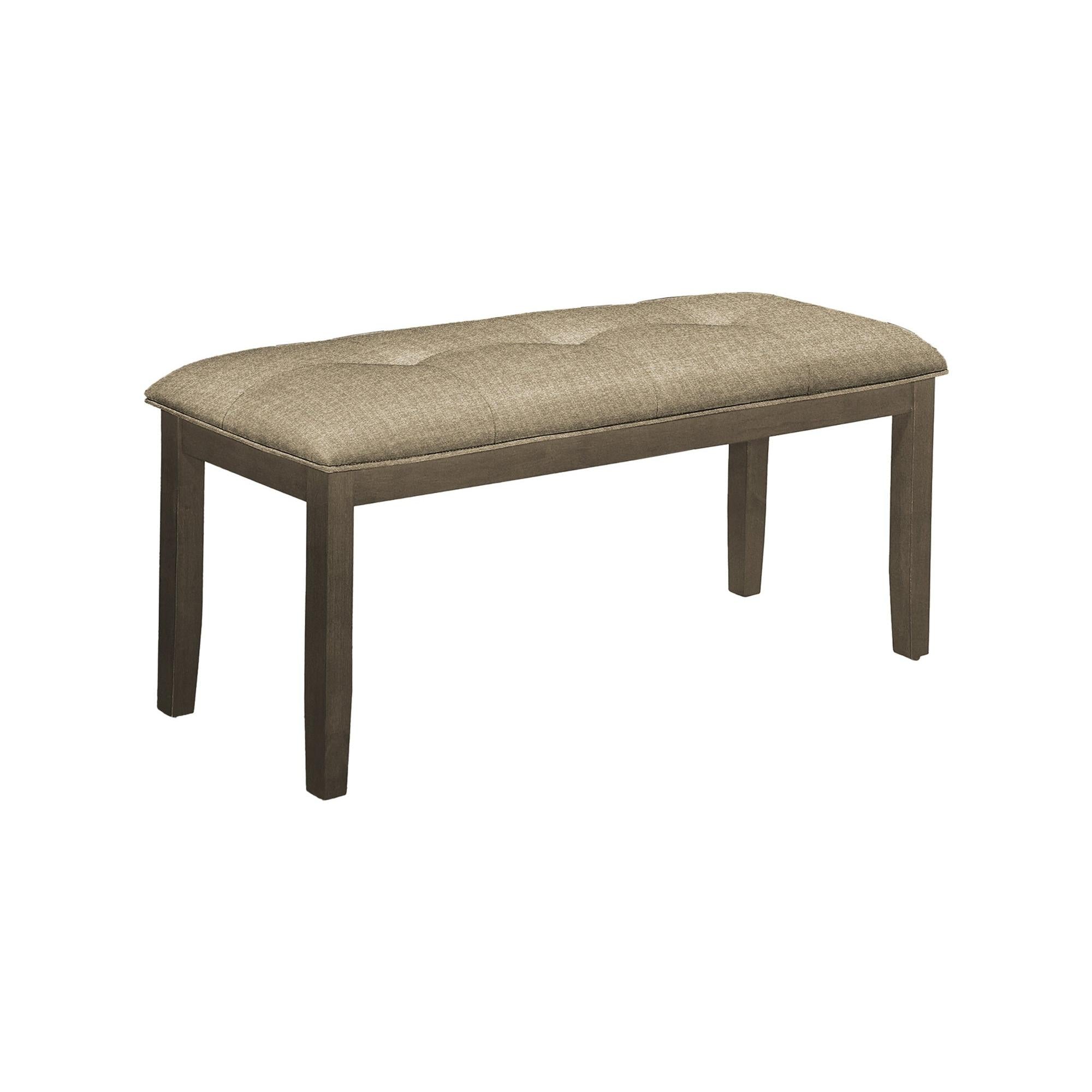 I 1379 - Banc, 44'' Rectangulaire, Salle À Manger, Entrée, Cuisine, Couloir, Rembourré, Bois, Tissu Marron, Bois Massif Gris, Transitionnel - Simple Boutique