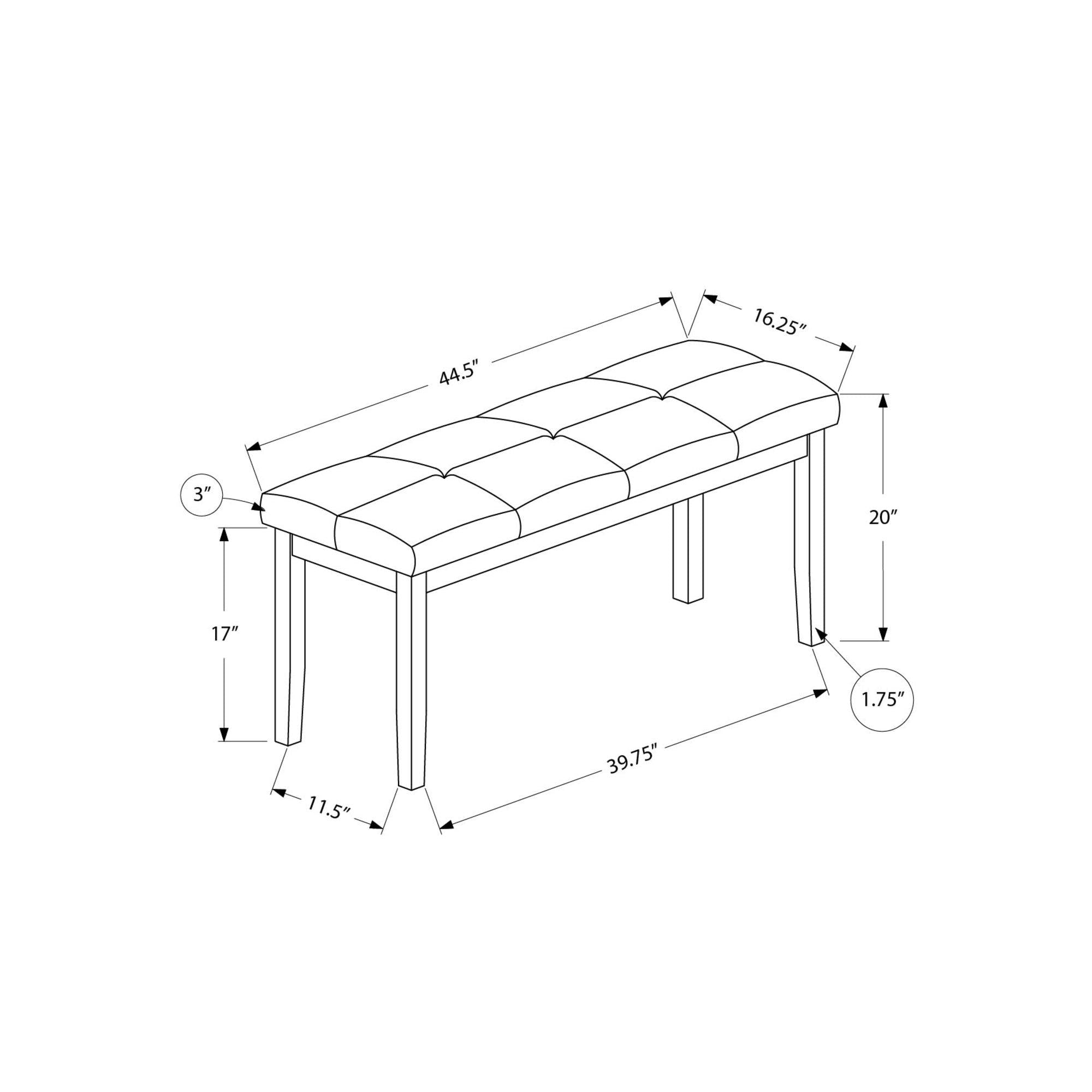 I 1379 - Banc, 44'' Rectangulaire, Salle À Manger, Entrée, Cuisine, Couloir, Rembourré, Bois, Tissu Marron, Bois Massif Gris, Transitionnel - Simple Boutique