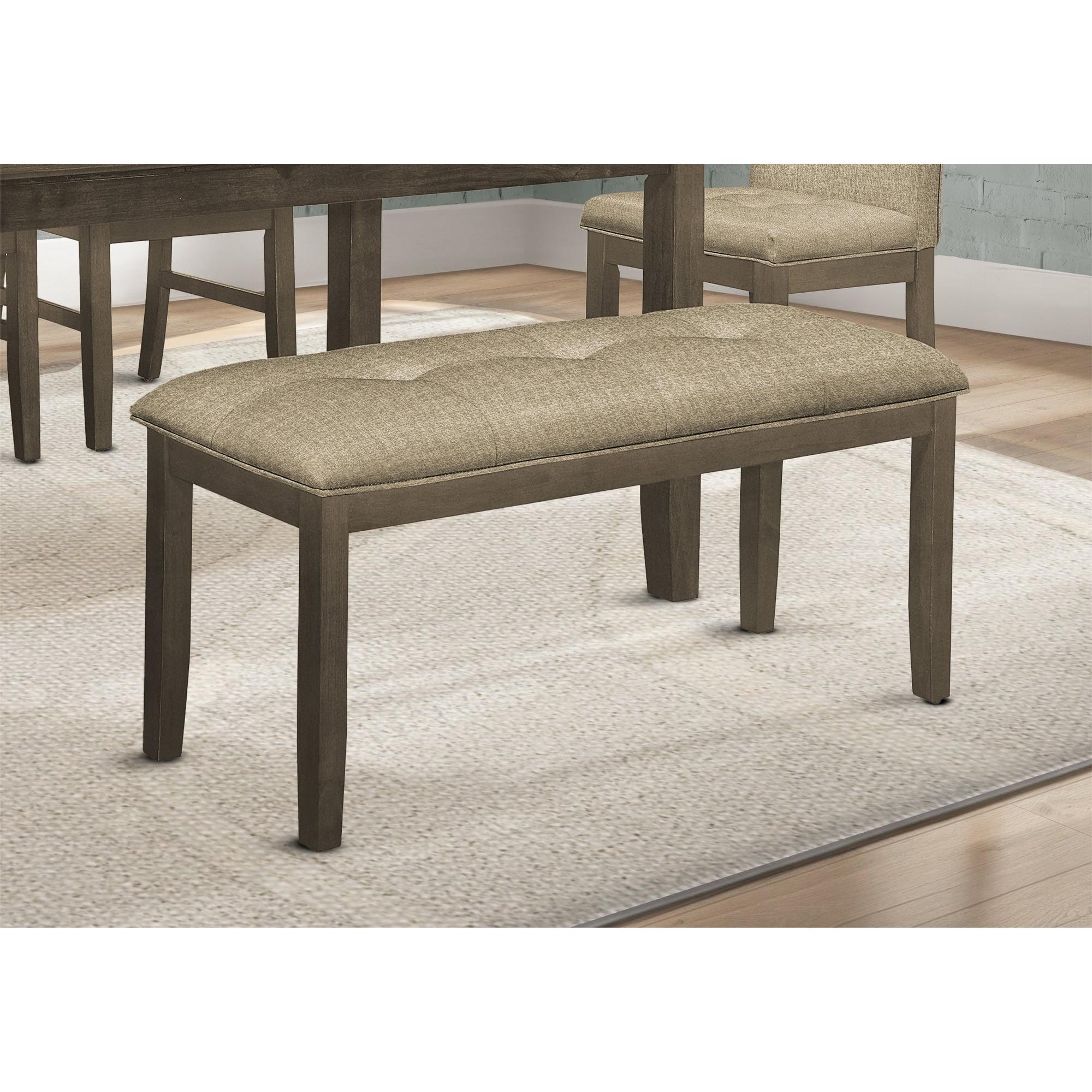 I 1379 - Banc, 44'' Rectangulaire, Salle À Manger, Entrée, Cuisine, Couloir, Rembourré, Bois, Tissu Marron, Bois Massif Gris, Transitionnel - Simple Boutique