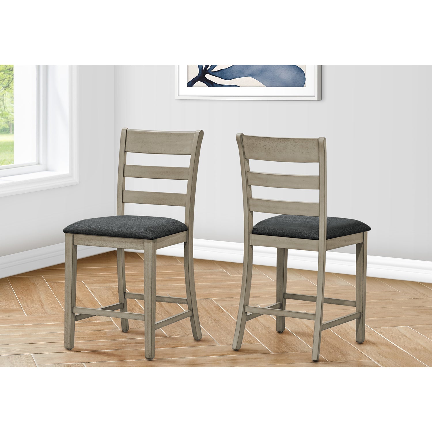 I 1382 - Chaise, 44" Hauteur, Hauteur Du Comptoir, Salle À Manger, Cuisine, Ensemble De 2, Rembourré, Coté, Transitionnel - Simple Boutique