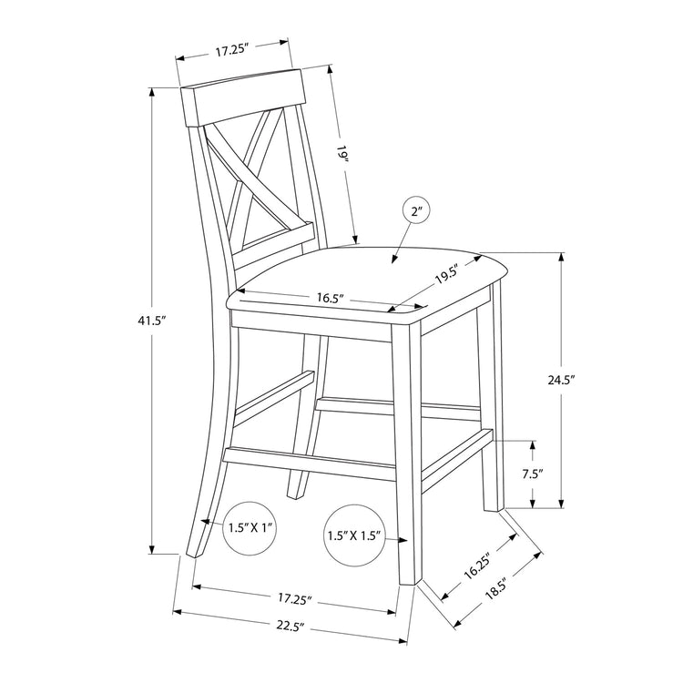 I 1388 - Chaise De Salle À Manger, 44" Hauteur, Ensemble De 2, Coté, Rembourré, Hauteur Du Comptoir, Salle À Manger, Cuisine, Noyer Foncé, Aspect Cuir Brun, Transitionnel - Simple Boutique
