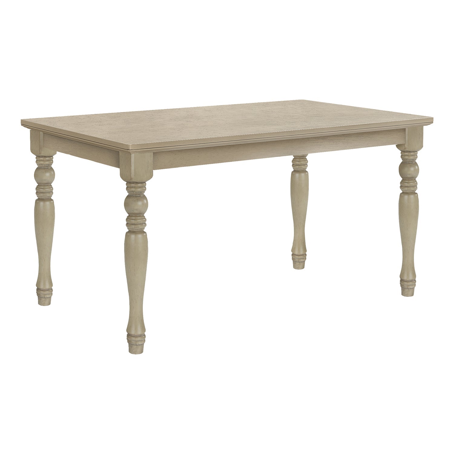 I 1390 - Table A Manger, 60" Rectangulaire, Top En Placage, Pieds En Bois Massif, Salle À Manger, Cuisine, Placage Gris Antique, Jambes En Bois, Transitionnel - Simple Boutique