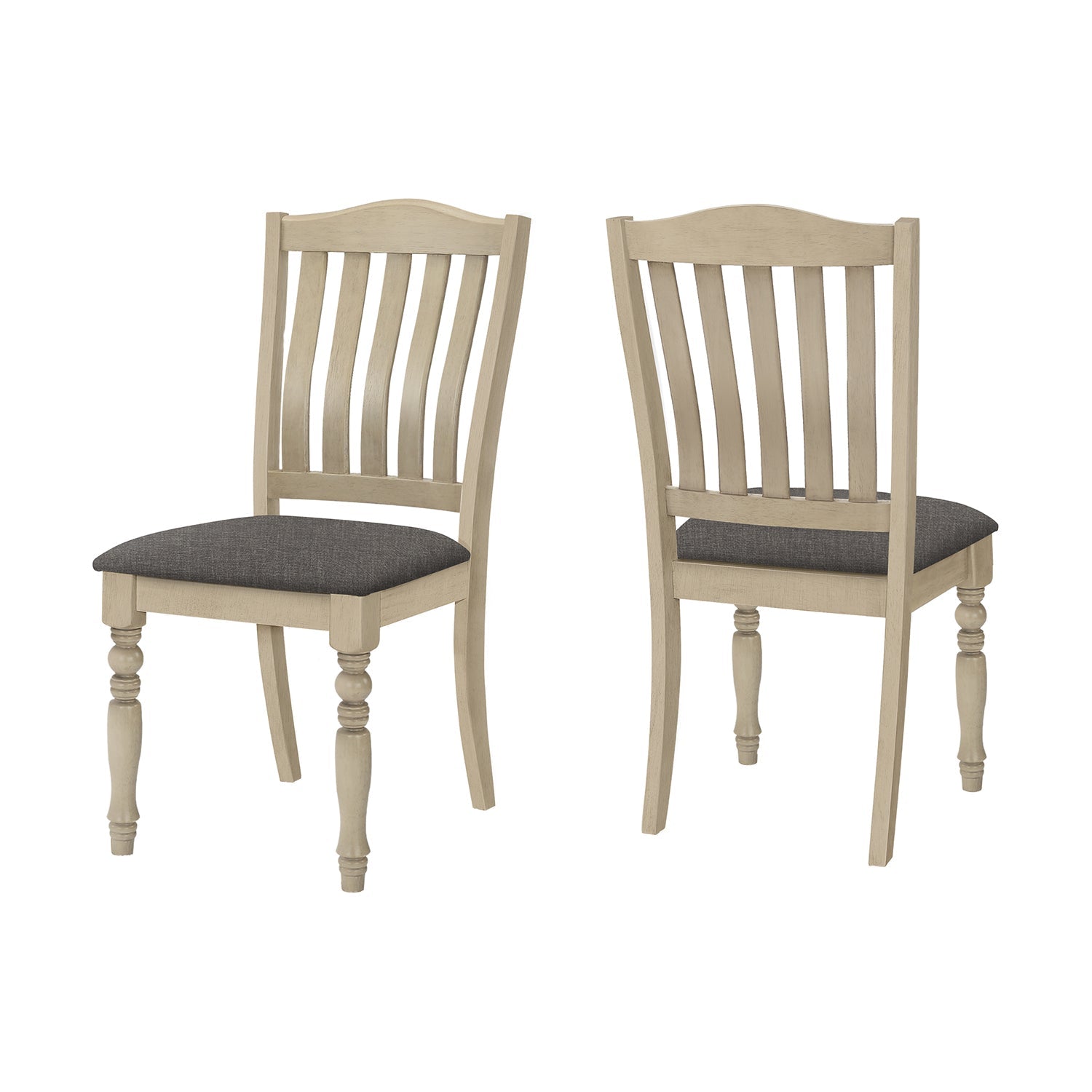 I 1392 - Chaise, 39 Pouces, Lot De 2, Rembourré, Salle À Manger, Cuisine, Côté, Antiquaire Gris, Tissu Gris, Jambes En Bois, Transitionnel - Simple Boutique