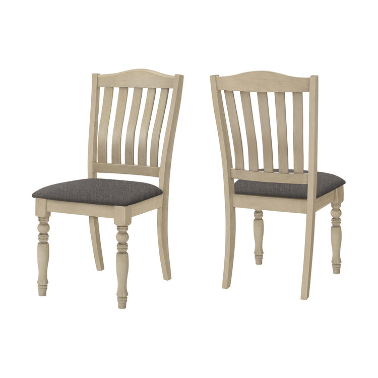 I 1392 - Chaise, 39 Pouces, Lot De 2, Rembourré, Salle À Manger, Cuisine, Côté, Antiquaire Gris, Tissu Gris, Jambes En Bois, Transitionnel - Simple Boutique