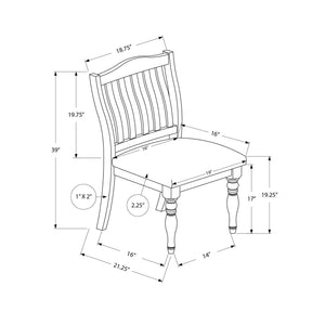 I 1392 - Chaise, 39 Pouces, Lot De 2, Rembourré, Salle À Manger, Cuisine, Côté, Antiquaire Gris, Tissu Gris, Jambes En Bois, Transitionnel - Simple Boutique