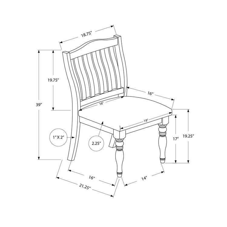 I 1392 - Chaise, 39 Pouces, Lot De 2, Rembourré, Salle À Manger, Cuisine, Côté, Antiquaire Gris, Tissu Gris, Jambes En Bois, Transitionnel - Simple Boutique