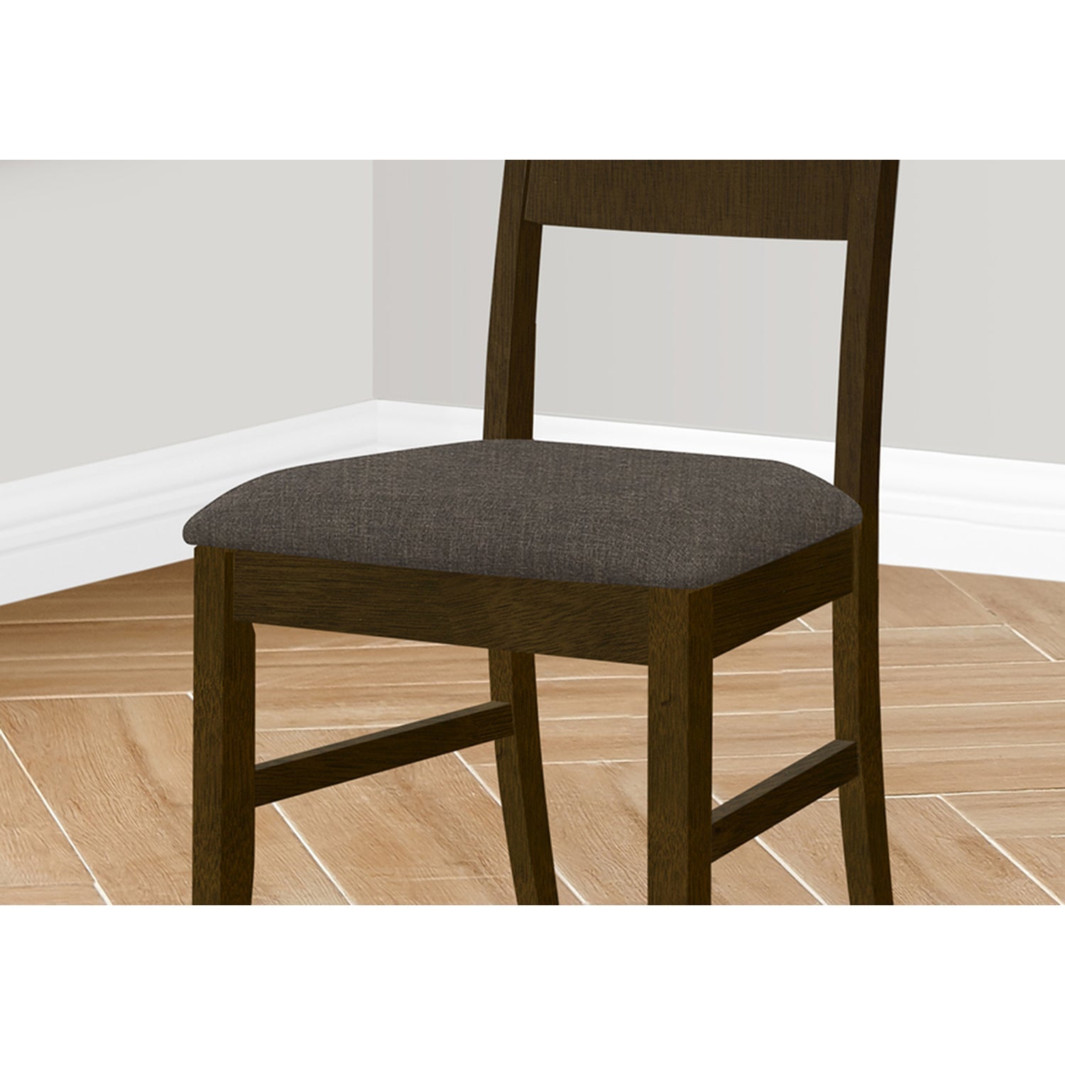 I 1396 - Chaise, 37 Pouces De Hauteur, Lot De 2, Rembourré, Côté, Salle À Manger, Cuisine, Bois Solide Marron, Tissu Marron, Transitionnel - Simple Boutique