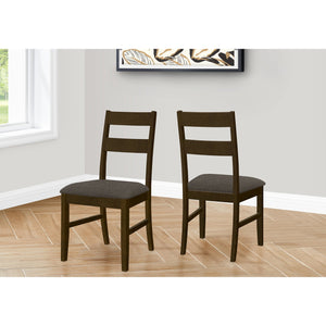 I 1396 - Chaise, 37 Pouces De Hauteur, Lot De 2, Rembourré, Côté, Salle À Manger, Cuisine, Bois Solide Marron, Tissu Marron, Transitionnel - Simple Boutique