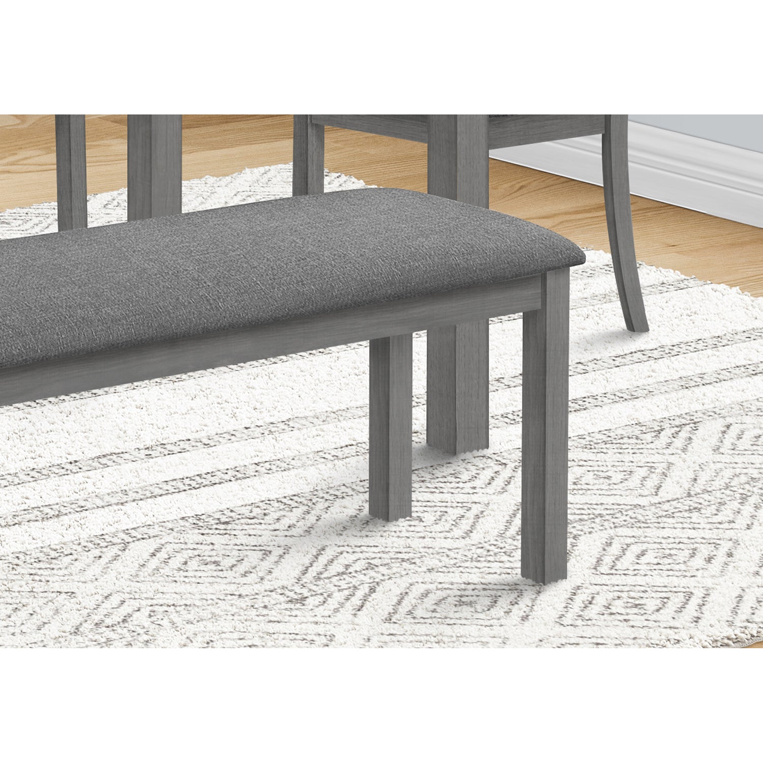 I 1433 - Banc, 42" Rectangulaire, Bois, Rembourré, Salle À Manger, Cuisine, Entrée, Gris, Transitionnel - Simple Boutique
