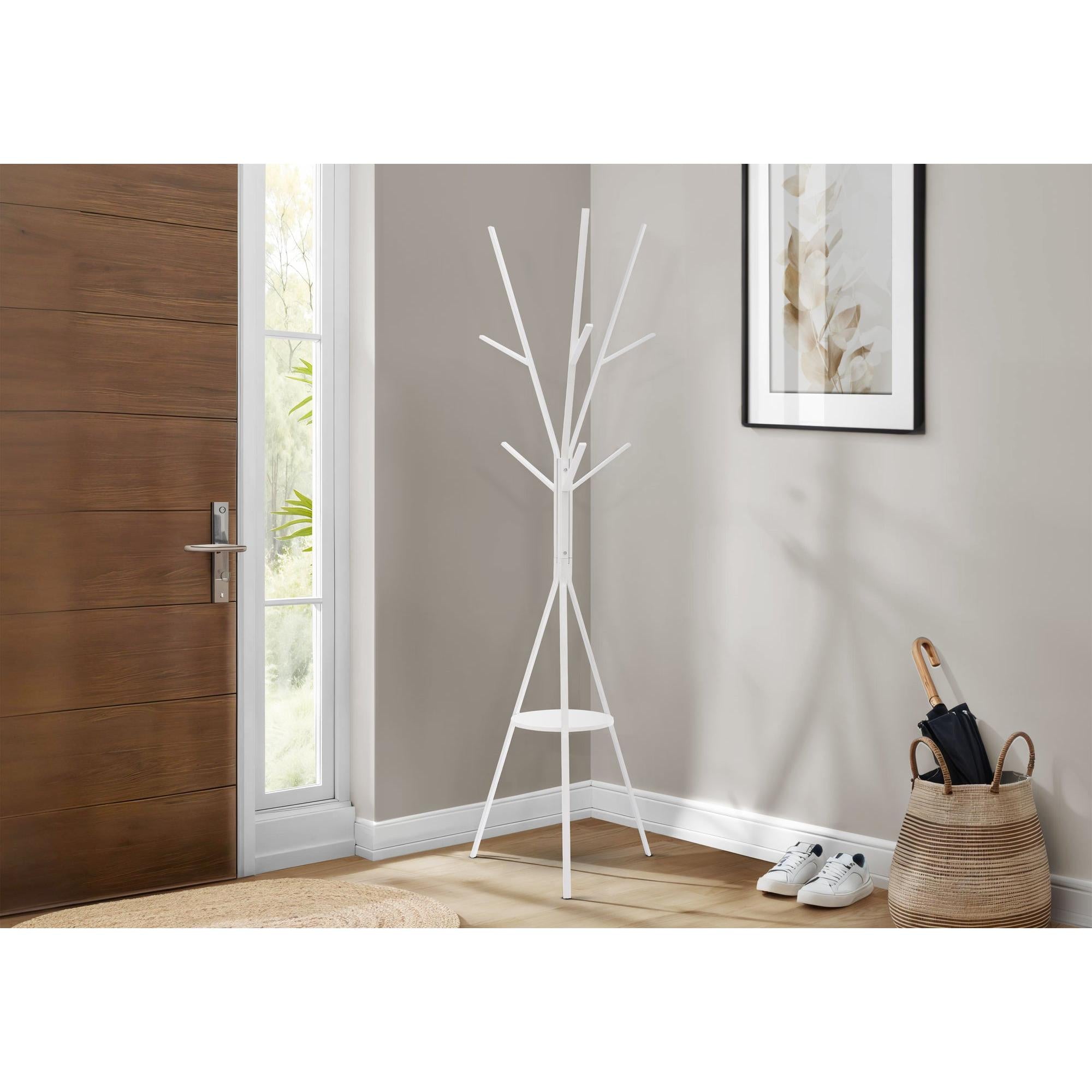 I 2009 - Patère, 72''H, Chambre À Coucher, Entrée, Arbre De La Salle, 6 Crochets, Métal Blanc, Contemporain, Moderne - Simple Boutique