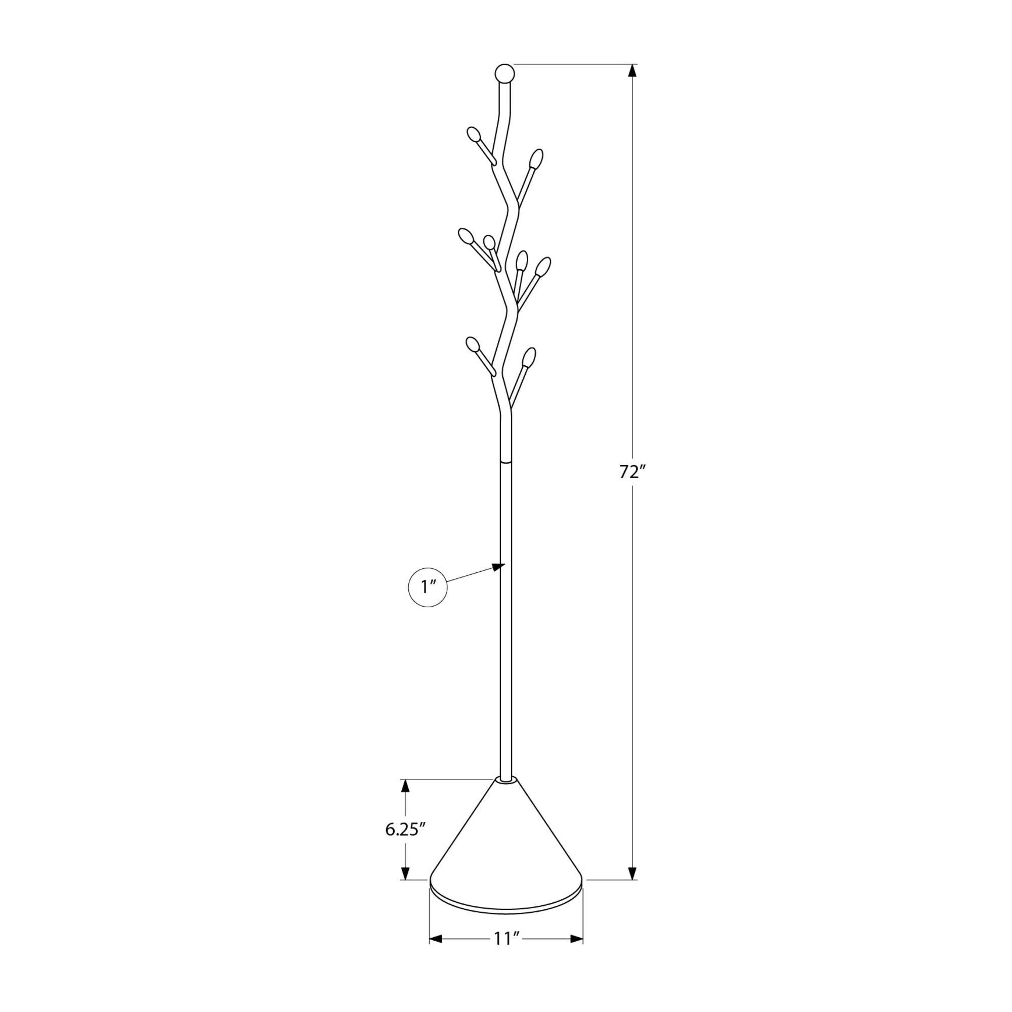 I 2020 - Patère, Arbre De La Salle, 8 Crochets, Entrée, 72''H, Chambre À Coucher, Métal Noir, Contemporain - Simple Boutique