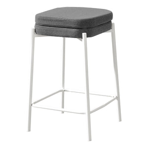 I 2227 - Tabouret De Bar, Hauteur Du Comptoir, Ensemble De 2, Cuisine, Tissu Gris, Métal Blanc, Contemporain, Moderne - Simple Boutique
