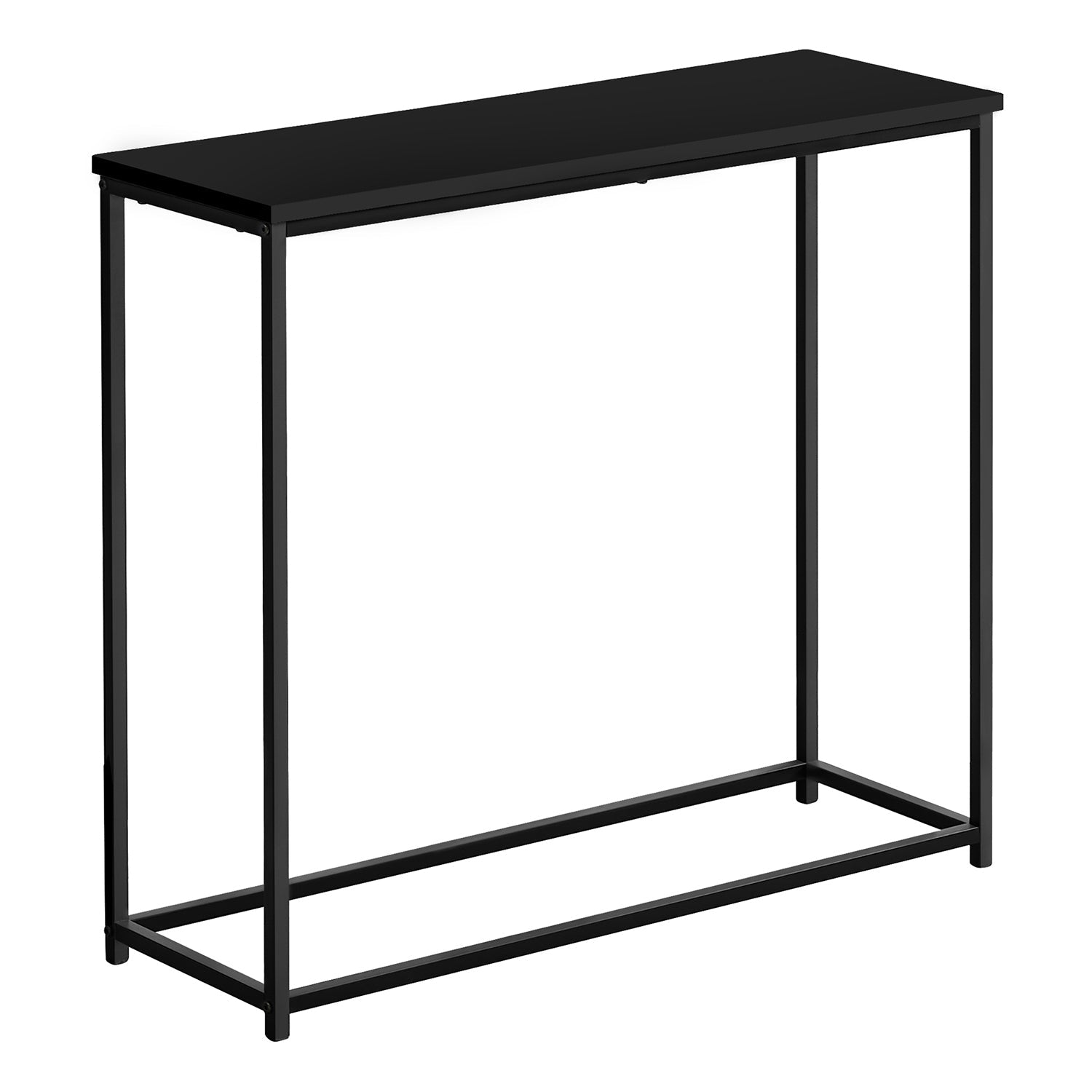 I 2250 - Table D'appoint, Console, Entrée, Étroit, Sofa, Salon, Chambre À Coucher, Laminé Noir, Métal Noir, Contemporain, Moderne - Simple Boutique