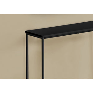 I 2250 - Table D'appoint, Console, Entrée, Étroit, Sofa, Salon, Chambre À Coucher, Laminé Noir, Métal Noir, Contemporain, Moderne - Simple Boutique
