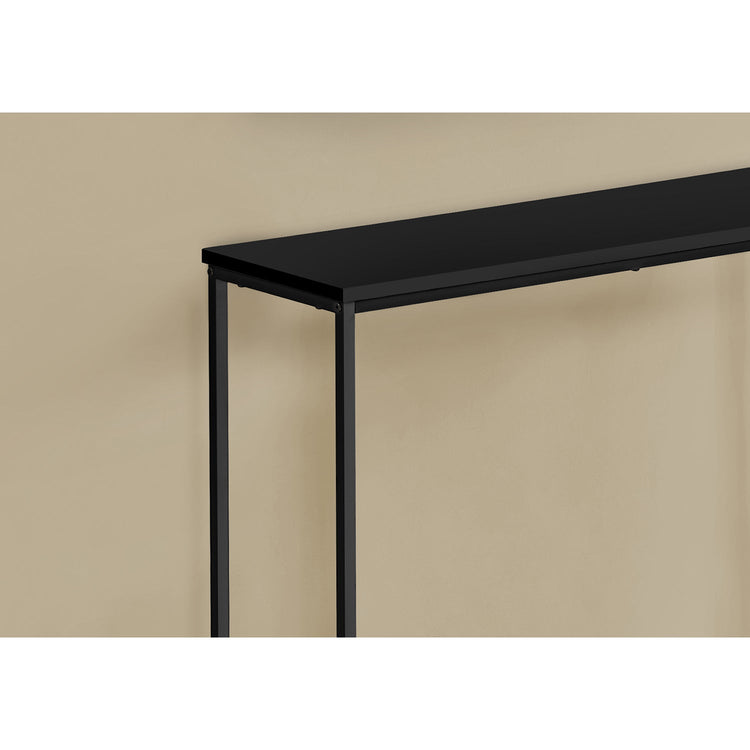 I 2250 - Table D'appoint, Console, Entrée, Étroit, Sofa, Salon, Chambre À Coucher, Laminé Noir, Métal Noir, Contemporain, Moderne - Simple Boutique
