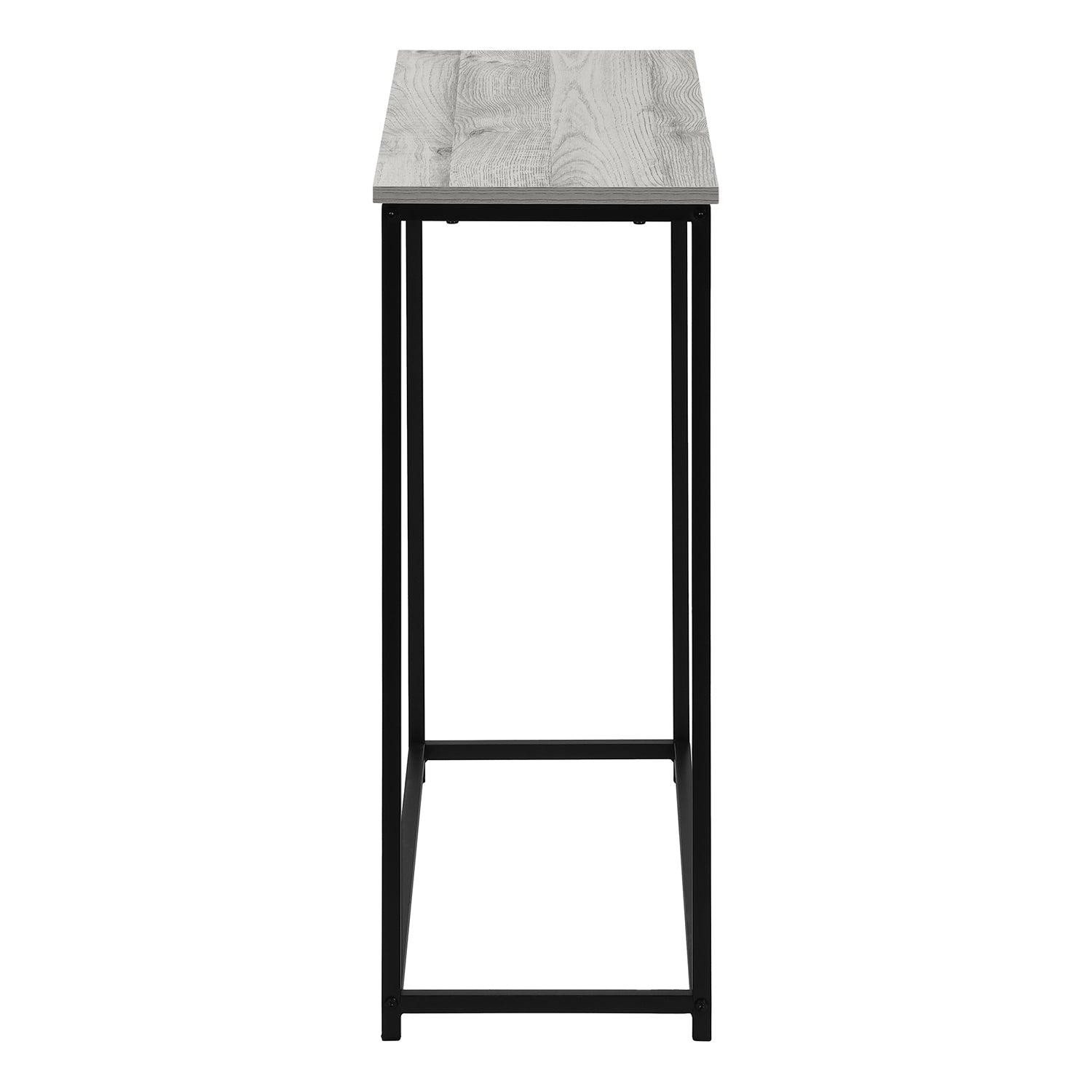 I 2251 - Table D'appoint, Console, Entrée, Étroit, Sofa, Salon, Chambre À Coucher, Stratifié Gris, Métal Noir, Contemporain, Moderne - Simple Boutique